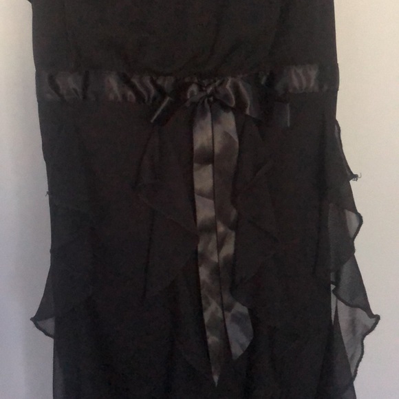 Iz Byer California Black Spaghetti Strap Dressy Dress w/ Ruffle Front in Size 10 - Picture 3 of 8